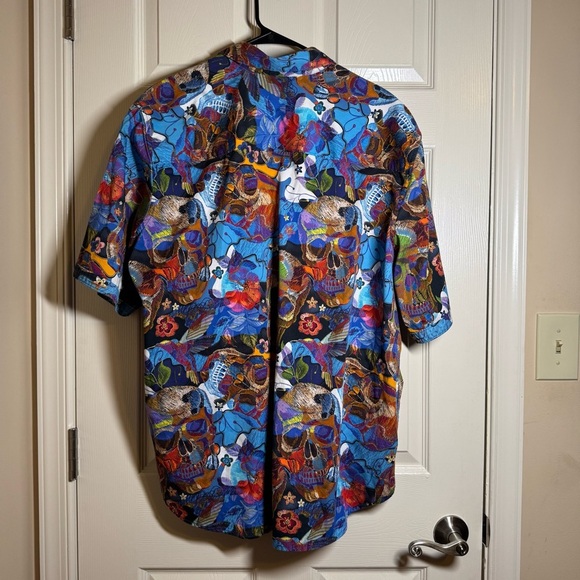 Robert Graham Cantle Skull Short Sleeve Sport Shirt Size 1XLT - Picture 4 of 8